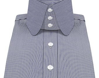 Men's Vintage Style Pinstripe Shirt: Edwardian High Collar Dress Shirt