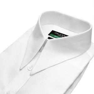 White Groom&#39;s Spear Collar Cotton Shirt for Men Geometric Pattern Robert DeNiro Inspired Vintage Shirt Wedding Summer Evening Preppy Dress