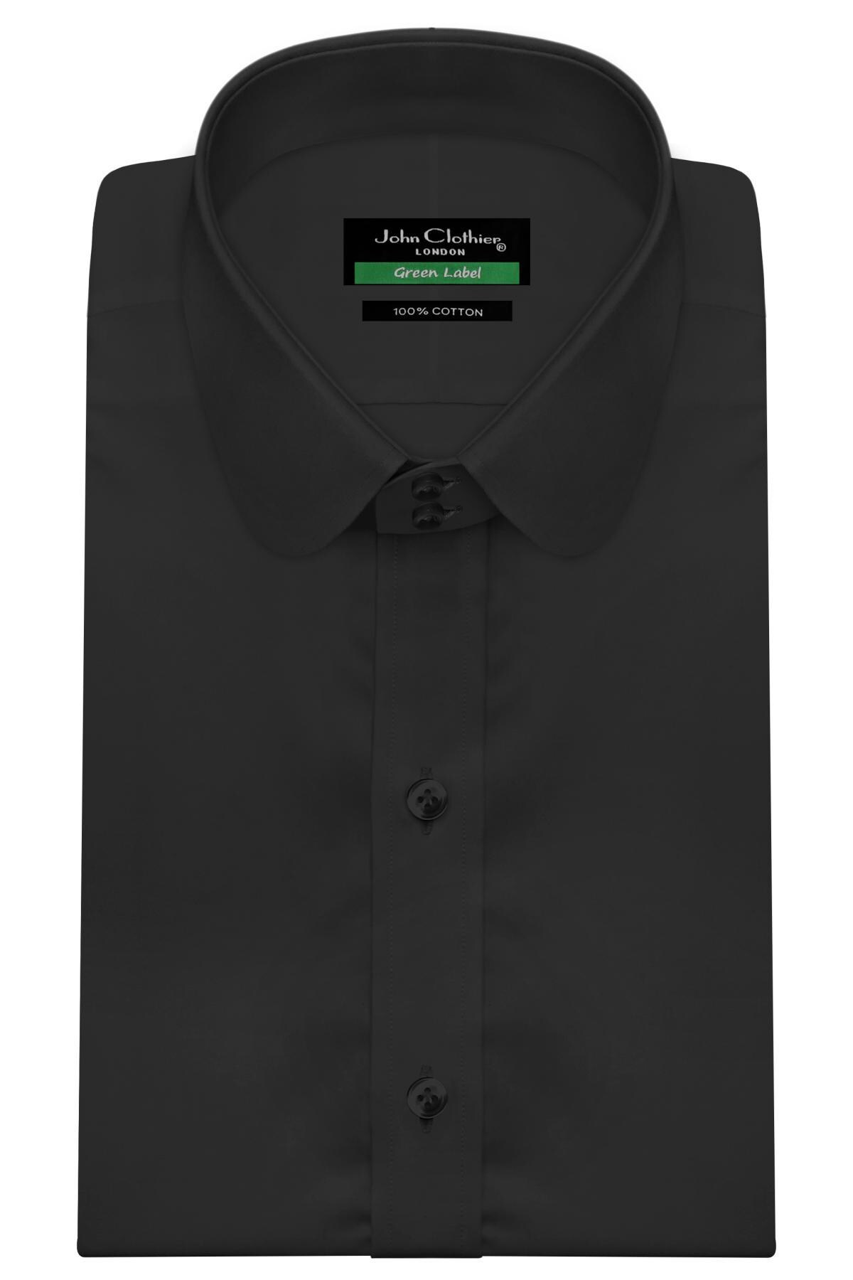 Camicia Slim Fit Colletto Lungo Camicia Da Uomo Stile Vittoriano Con Colletto Penny - Taglio Slim/Fit, Extra Lunga, Colore Bianco Semi Peperoncino - Foto 4