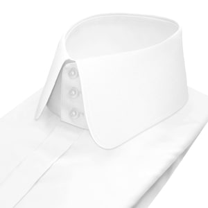 Edwardian Men's Wedding Shirt White High Penny Round Collar Hidden Placket Red Carpet Dress Shirt
