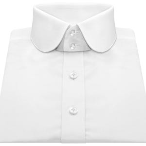 Peaky Blinders Style Men&#39;s High Collar Shirt White 100% Cotton 1930s Vintage Penny Round Club Collar Shirt Tall Neck Formal Wedding Shirt
