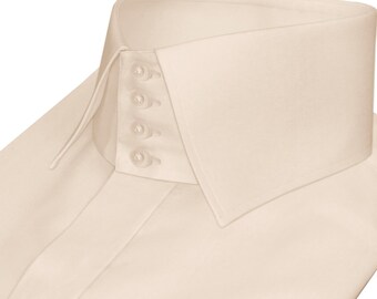 Men's Windsor Collar Shirt, Fawn Cotton Dress Shirt, Hidden Placket