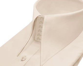 Edwardian Inspired Spear Collar Dress Shirt - Fawn Cotton Gala Event