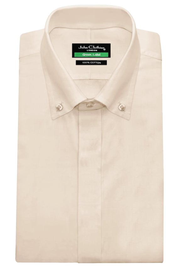Men's Oxford Cotton Shirt, Button Down, Fawn British Style Collar Men's Oxford Cotton Shirt, Button Down, Fawn British Style Collar