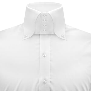 Men&#39;s White 100% Cotton Dress Shirt High Button Down Polo Collar 4 Buttons Tall Neck Shirt for Weddings Gala Event Prom Party Outfit
