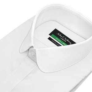 Grooms White Wedding Dress Shirt for Men Shelby Brothers Inspired Edwardian Vintage Penny Round Club Collar White Concealed Placket Shirt