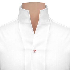 Grooms Outfit Men's White High Open Collar Shirt Colorful Buttons Stiff Neck Celebrity Style 100% Cotton Dress Shirt Wedding Formal Shirt