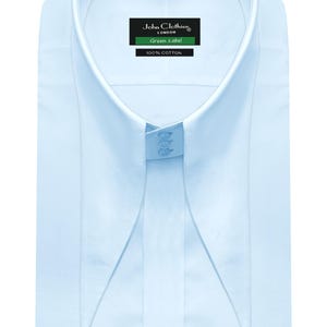 Vintage Style Spear Point Collar Shirt: Sky Blue Cotton Dress Shirt