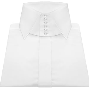 Camicia da uomo bianca con bottoni nascosti, colletto Windsor a punta alta, 6 bottoni, maniche lunghe, abbigliamento formale da lavoro, camicia in cotone leggero