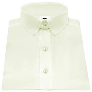 Men's Cream Snap Tab Collar Shirt James Bond Style Loop Neck Formal Gala Event Summer Groom Wedding Dress Shirt