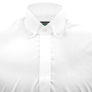 Men&#39;s Summer White Button Down Shirt Formal Business 100% Cotton Long Sleeves Hidden Buttons Made on Order Wedding Outfit