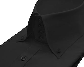 black men's cotton button down collar dress shirt Cromoncent Mens Oxford Long Sleeve Shirts with Pocket,Black,Small : Clothing, Shoes & Jewelry over a t SWSMCLT Jinda Men's Long Sleeve