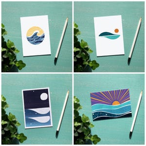 Lot de cartes postales écologiques, carte postale océan, carte postales mer, carte postales vague, carte postale surf, carte postale été