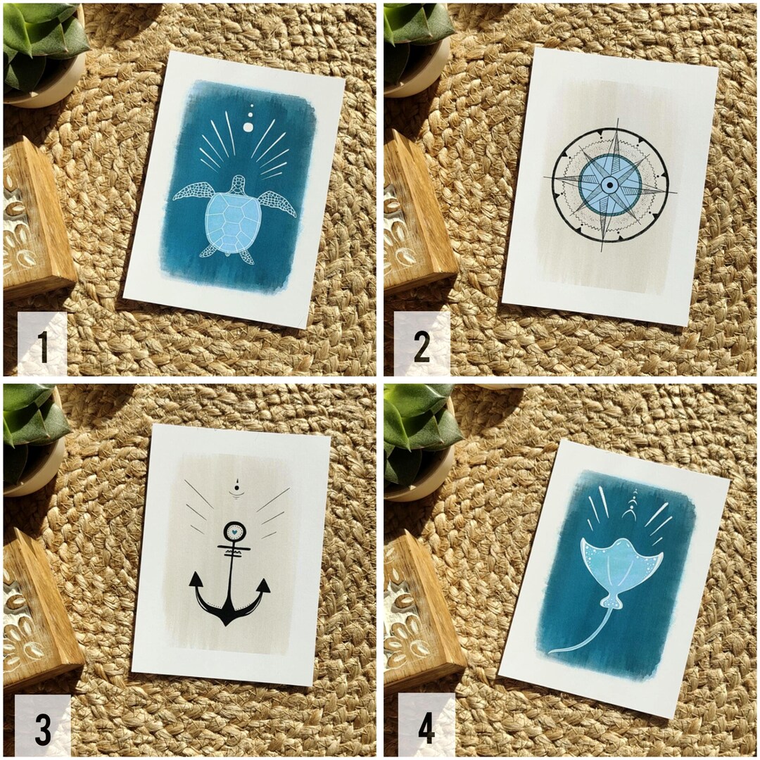 Shell Postcards Set of Eco-friendly Postcards, Sea Postcard, Marine Animal Postcard ...