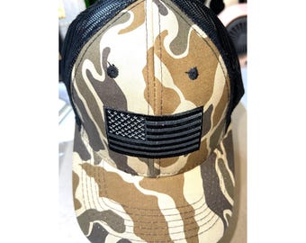 アメリカ国旗刺繍アイロンパッチ調節可能なアーバンカモトラッカー