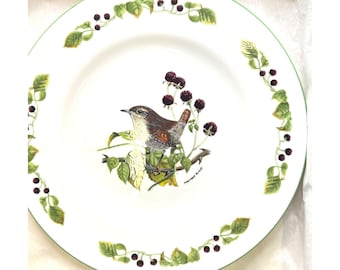 Platos de porcelana fina Crown Staffordshire con diseño de pájaros, 8,5 pulgadas. Incluye caja original.