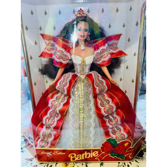 holiday barbie red and gold dress Barbie Budget Red and Gold Dress Holiday Doll 2018 Mattel GFF68