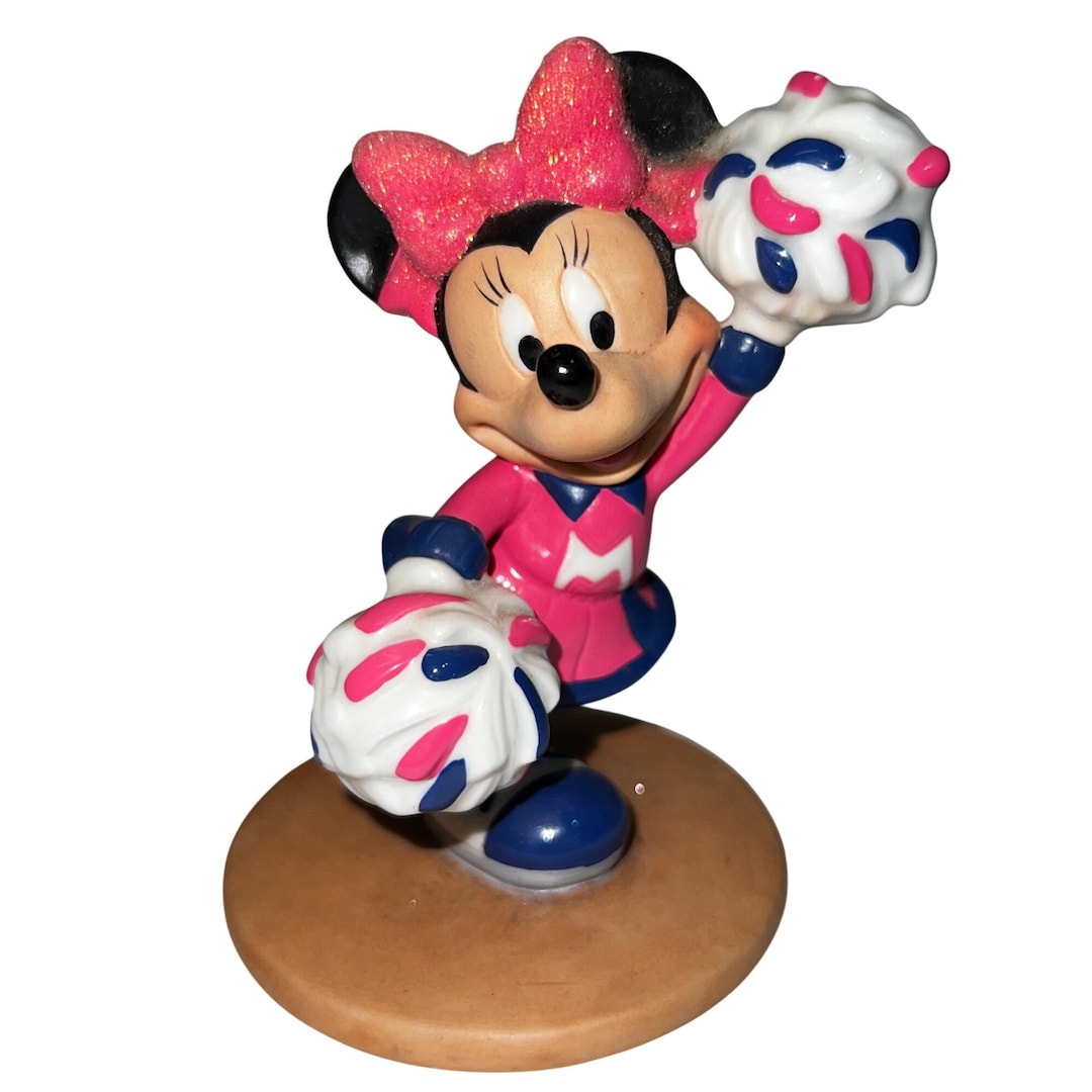 Disney Minnie Mouse Cheerleader Figurine Pink & Blue Ceramic ...