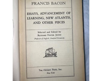 Vintage 1937 Francis Bacon Essays Advancement Of Learning New Atlantis & Other Pieces