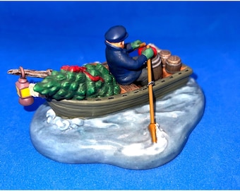 Department 56 Christmas Rowboat Figurine With Tree & Gifts