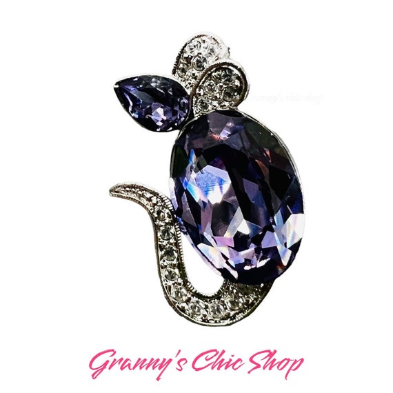 Sparkly Signed Butler tiny mouse brooch, with Rhi… - image 3