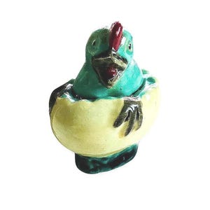 Handcrafted Duckling Mustard /salt pot | Mid Century Modern Green Yellow artisan Tableware