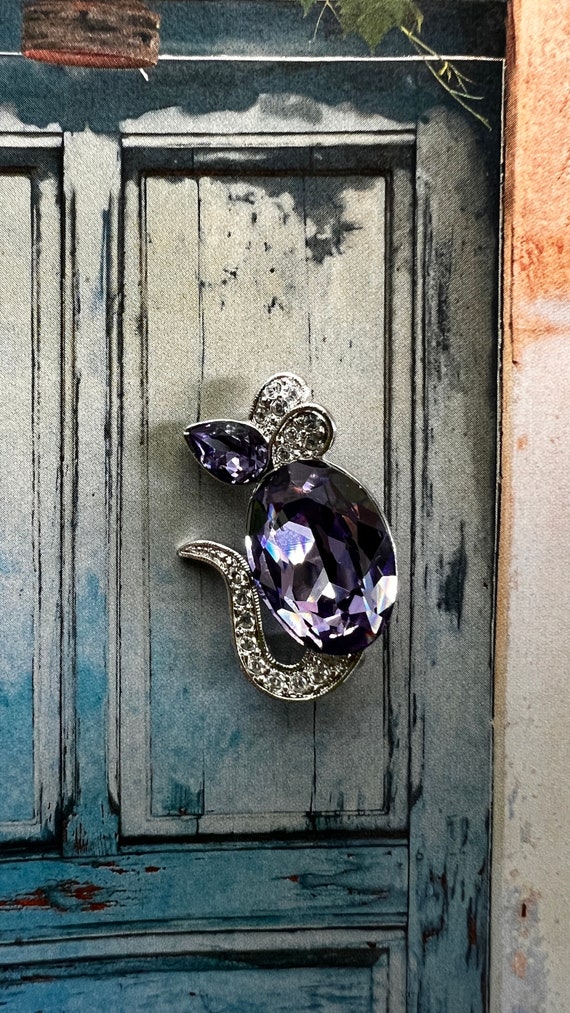 Sparkly Signed Butler tiny mouse brooch, with Rhi… - image 5