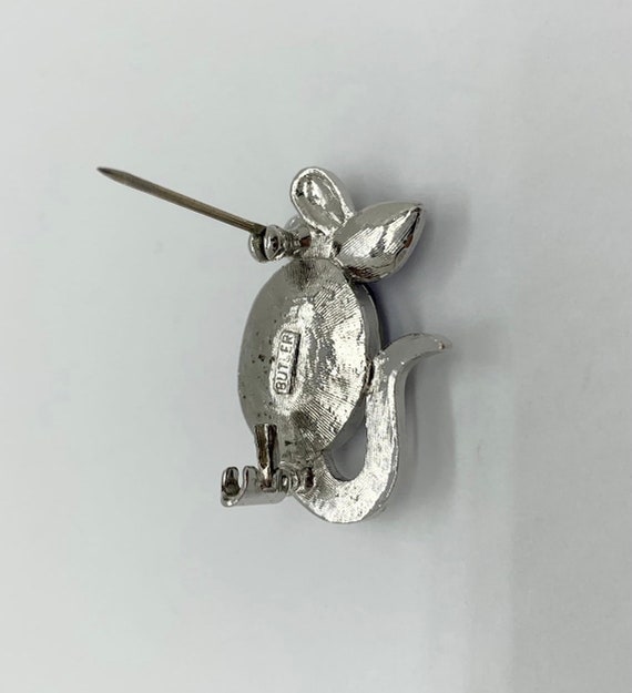 Sparkly Signed Butler tiny mouse brooch, with Rhi… - image 8