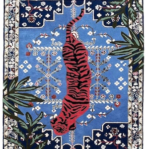 Hand-Tufted Wool Bengal Tiger Rug: Modern Animal Print Carpet