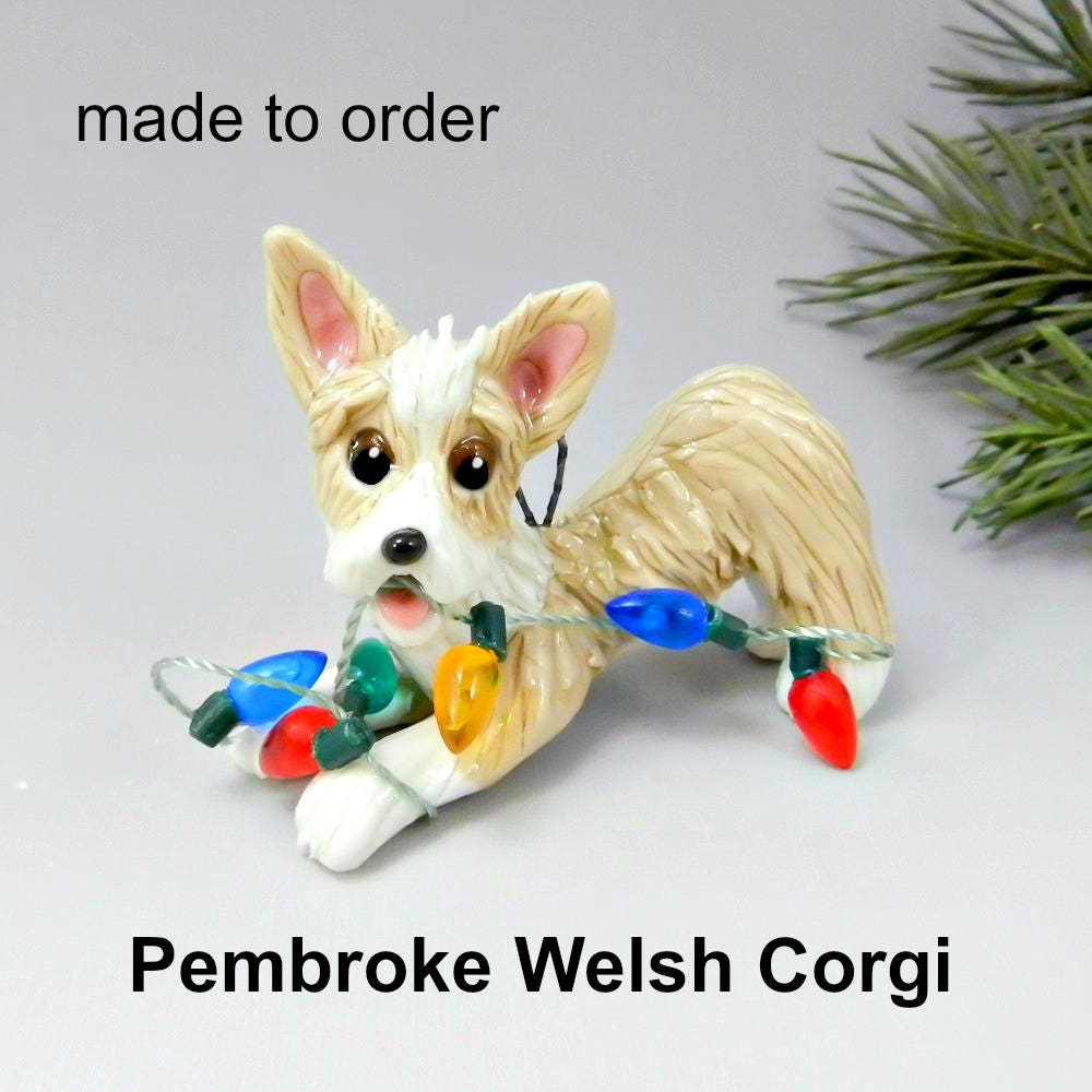 pembroke welsh corgi porcelain christmas ornament figurine made to order - Corgi Christmas Ornaments pembroke welsh corgi porcelain christmas ornament figurine made to order - Corgi Christmas Ornaments