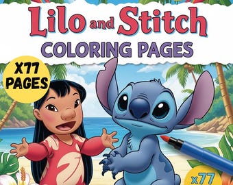 Lilo & Stitch Coloring Pages - Craft Activity - Fun for Kids - Printable Art - Birthday Party Activity