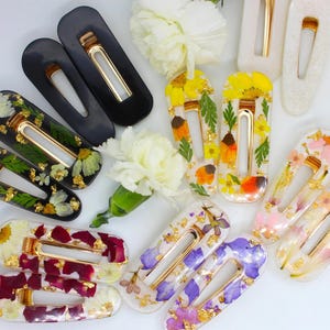 Handmade Pressed Flower Hair Clip, Resin Hair Clip, Flower Hair Clip, Hair Barrettes, Unique Real Flower Hair Clip