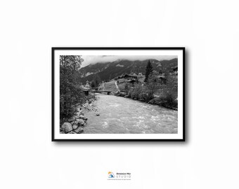 River through Grindelwald Black & White - Switzerland | Original Fine Art Print