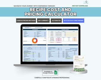 Recipe Cost and Pricing Calculator for Small Business Spreadsheet Bakery Pricing Google Sheets Pricing Analysis Discount Profit Margin Baker