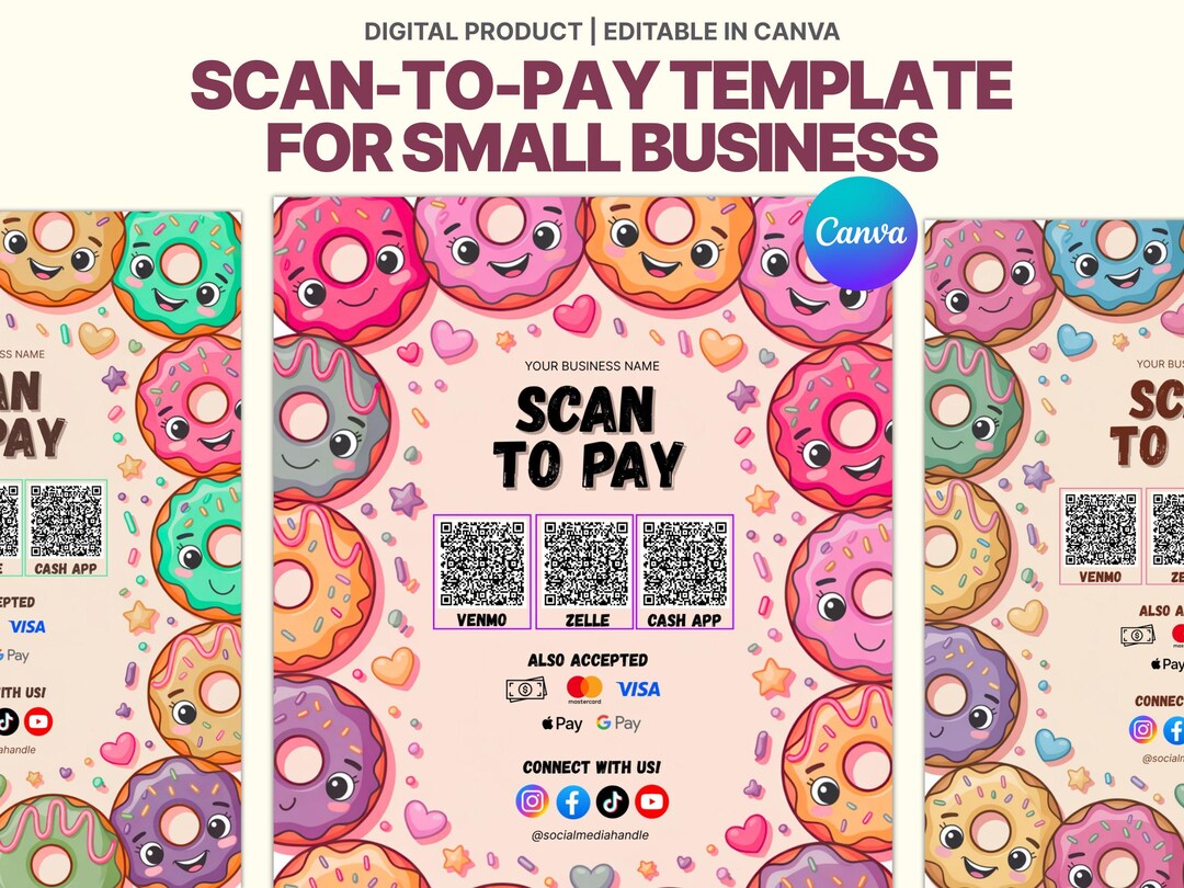 Scan to Pay Sign Template for Small Business Payment Qr Code Printable ...