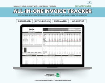 Invoice Tracker with Payment Tracker for Small Business in Google Sheets Template Business Printable Sales Tracker Sales Receipt