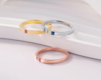 Simple Gemstone Rings: Custom Birthstone Family Rings
