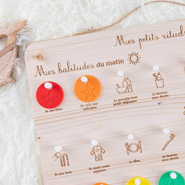 Tabela de rotinas para crianças, manhã e noite