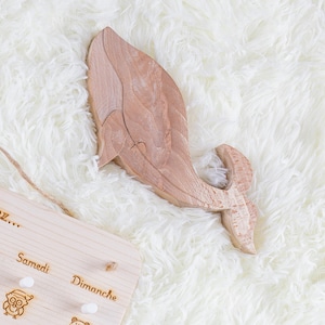 Figuras de ballenas pequeñas y grandes en madera de haya: perfectas para decorar, pintar y tallar