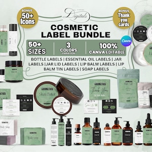 Editable Cosmetic Label Templates, Stylish Cosmetic Product Label Template, Custom Body Product Label, Custom Body Product Label, Jar Labels