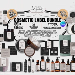 Editable Cosmetic Label Templates, Stylish Cosmetic Product Label Template, Custom Body Product Label, Custom Body Product Label, Jar Labels
