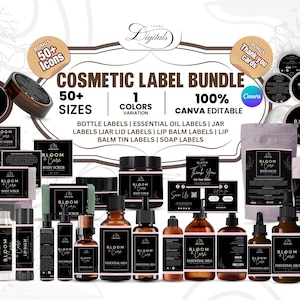 Editable Cosmetic Label Templates, Stylish Cosmetic Product Label Template, Custom Body Product Label, Custom Body Product Label, Jar Labels