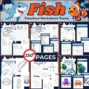 150+ Fish Preschool Worksheets For Kids , Activity Worksheets for toddlers ,Kindergarten Learning ,preschool homeschool curriculum
