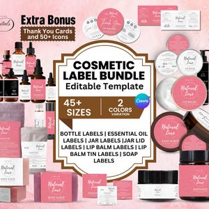 Editable cosmetic label template, Stylish cosmetic Product label template, custom body product label, skincare label template, Jar labels.