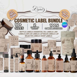 Editable Cosmetic Label Templates, Stylish Cosmetic Product Label Template, Custom Body Product Label, Custom Body Product Label, Jar Labels