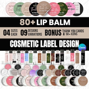 Editable Cosmetic Label Templates, Stylish Cosmetic Product Label Template, Cosmetic Body  Label, Skincare Product Label, lipbalm Labels