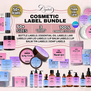 Editable Cosmetic Label Templates, Stylish Cosmetic Product Label Template, Custom Body Product Label, skincare Product Label, Jar Labels