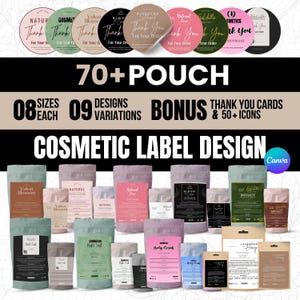 Editable Cosmetic Label Templates, Stylish Cosmetic Product Label Template, Custom Body Product Label, DIY skin care label, pouch Labels