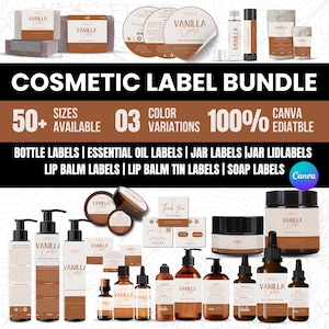 Editable Cosmetic Label Template bundle , Stylish Cosmetic Product Label Template, Custom Body Product Label, DIY skincare Label, Jar Labels