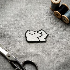 Cats in Love Embroidered Iron-On Patch: Kissing Felines